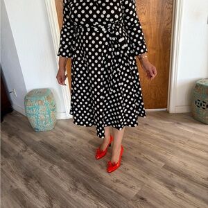 Zaful Black & White Polka Dot Midi Dress